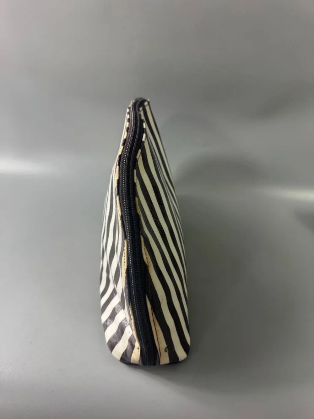 Henri Bendel Iconic Brown/White Stripe Makeup Case